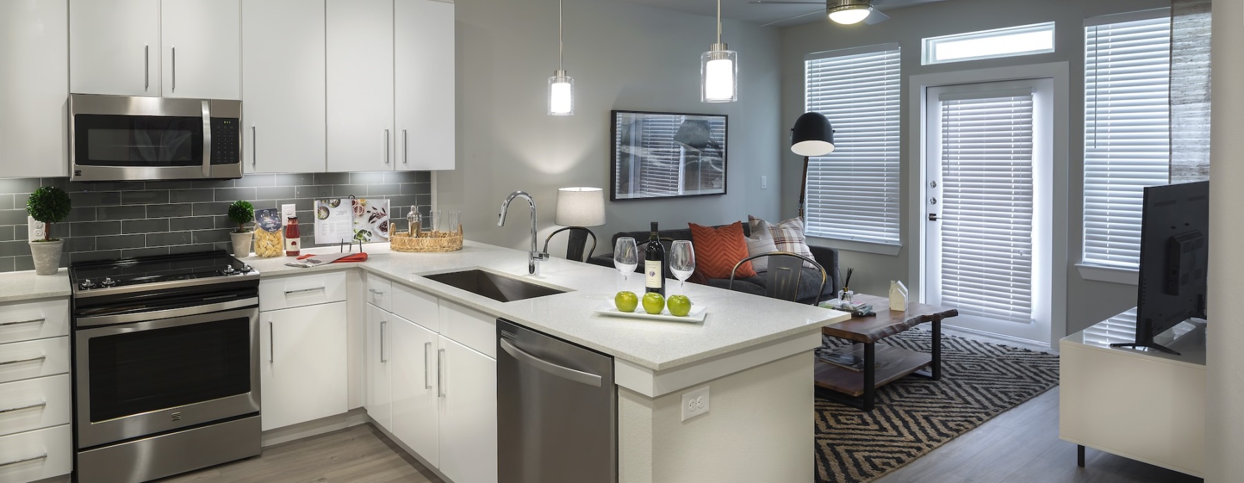 Well-lit kitchen with ample counter space