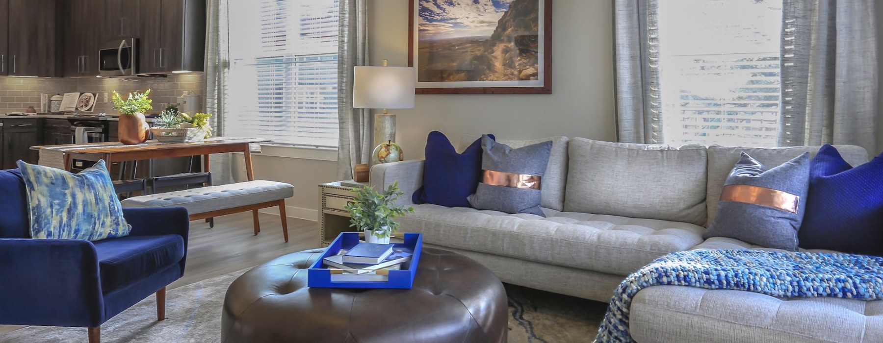 Open space living area with natural lighting